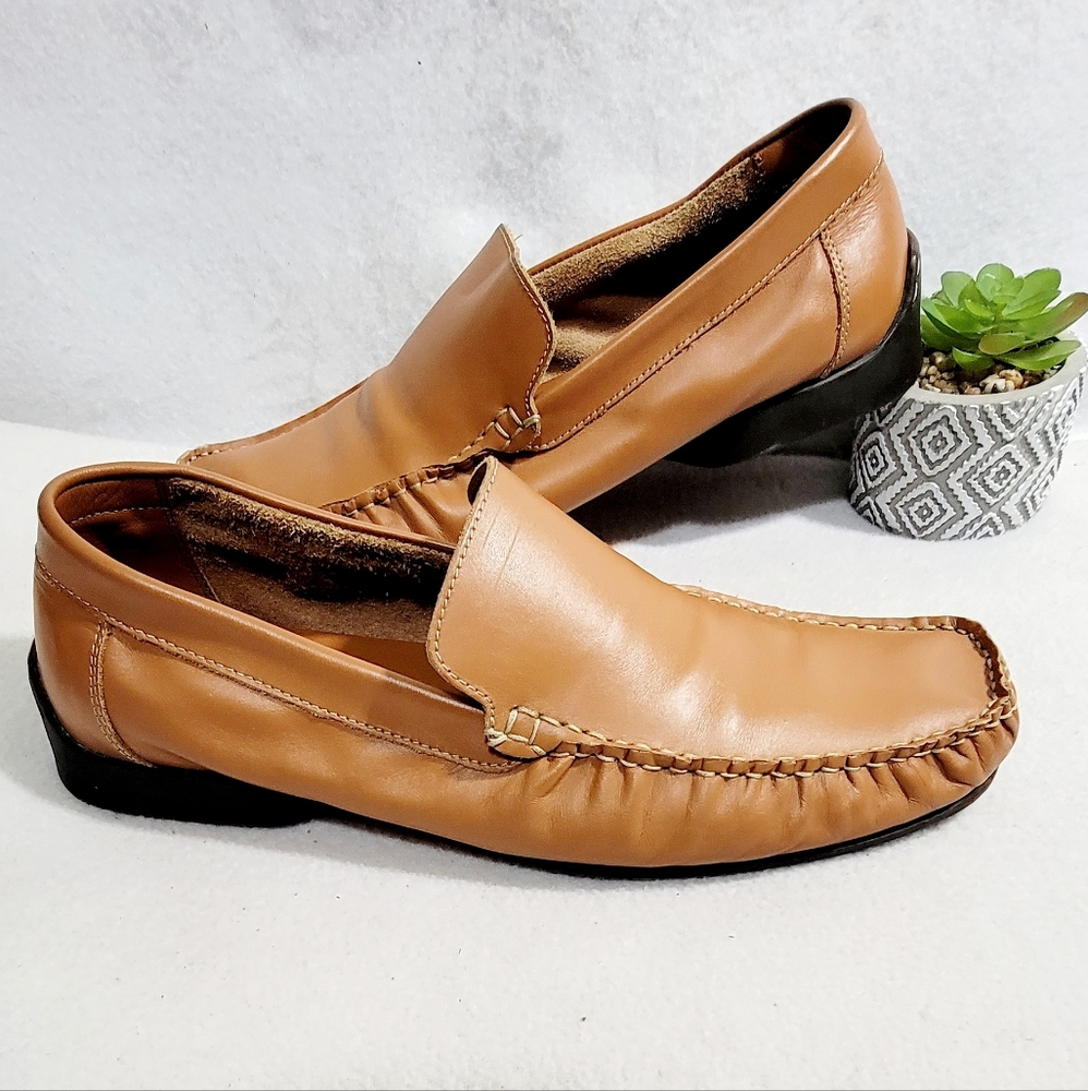 Gordon Rush Collection Soft Leather Slip-On Square Toe Loafers‎ Men Size 9.5